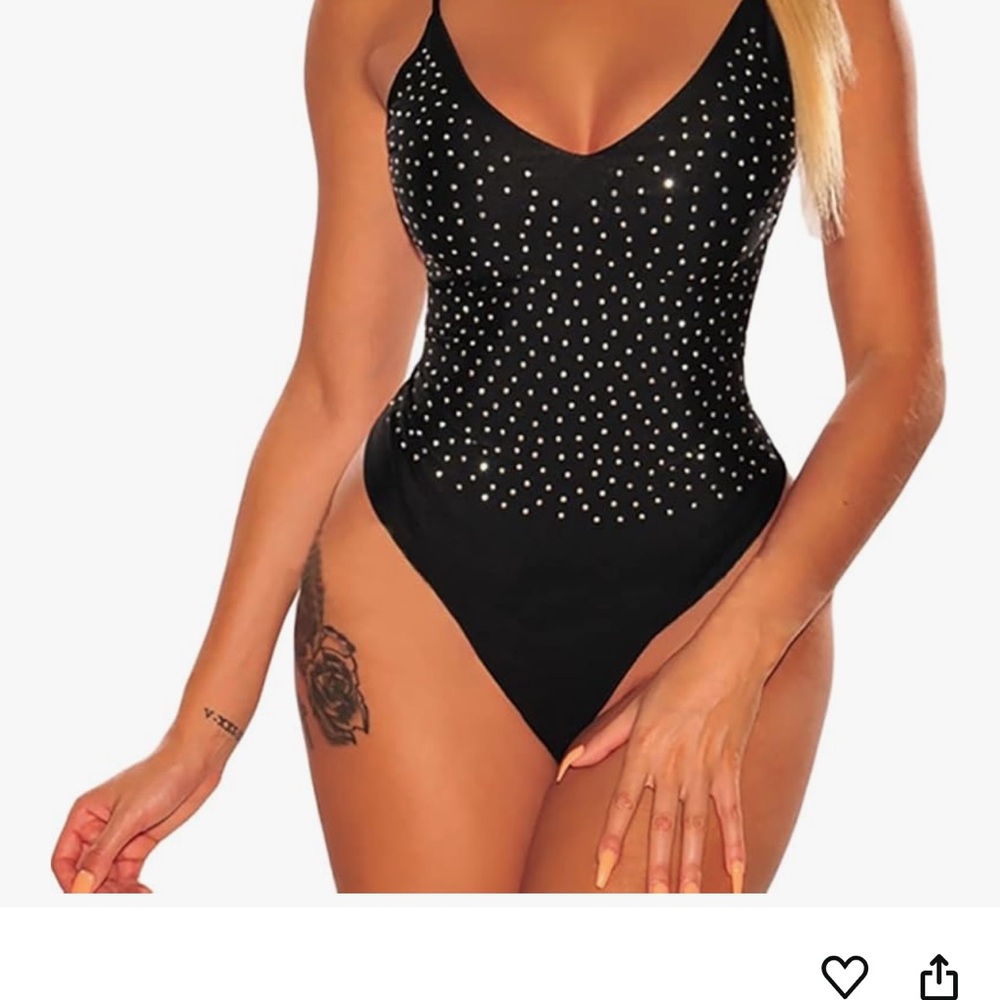 Black Studded Women’s Bodysuit - Picture 3 of 6